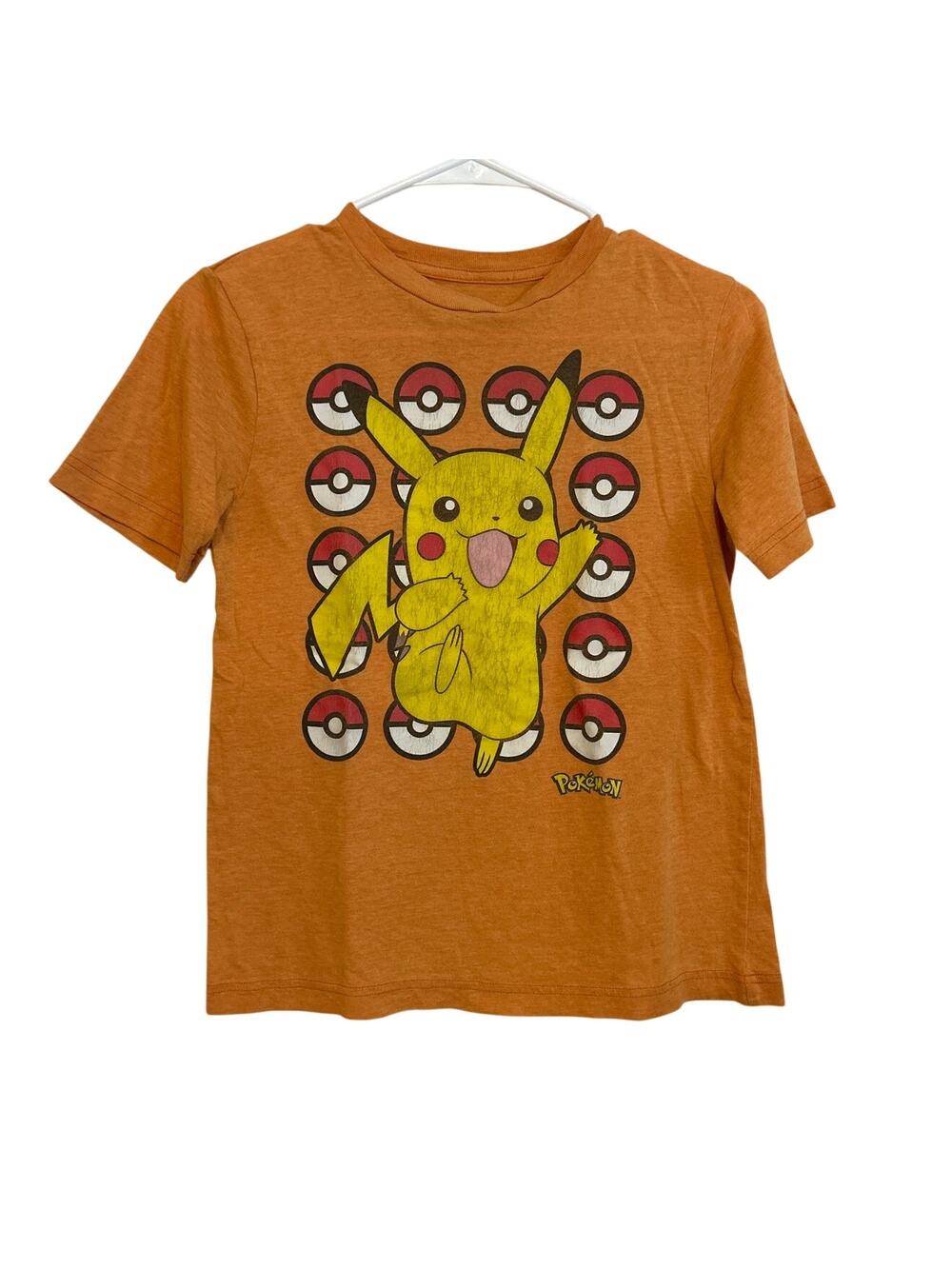 Pokémon Boys Pikachu Pokeball Graphic Tee Shirt Orange Medium